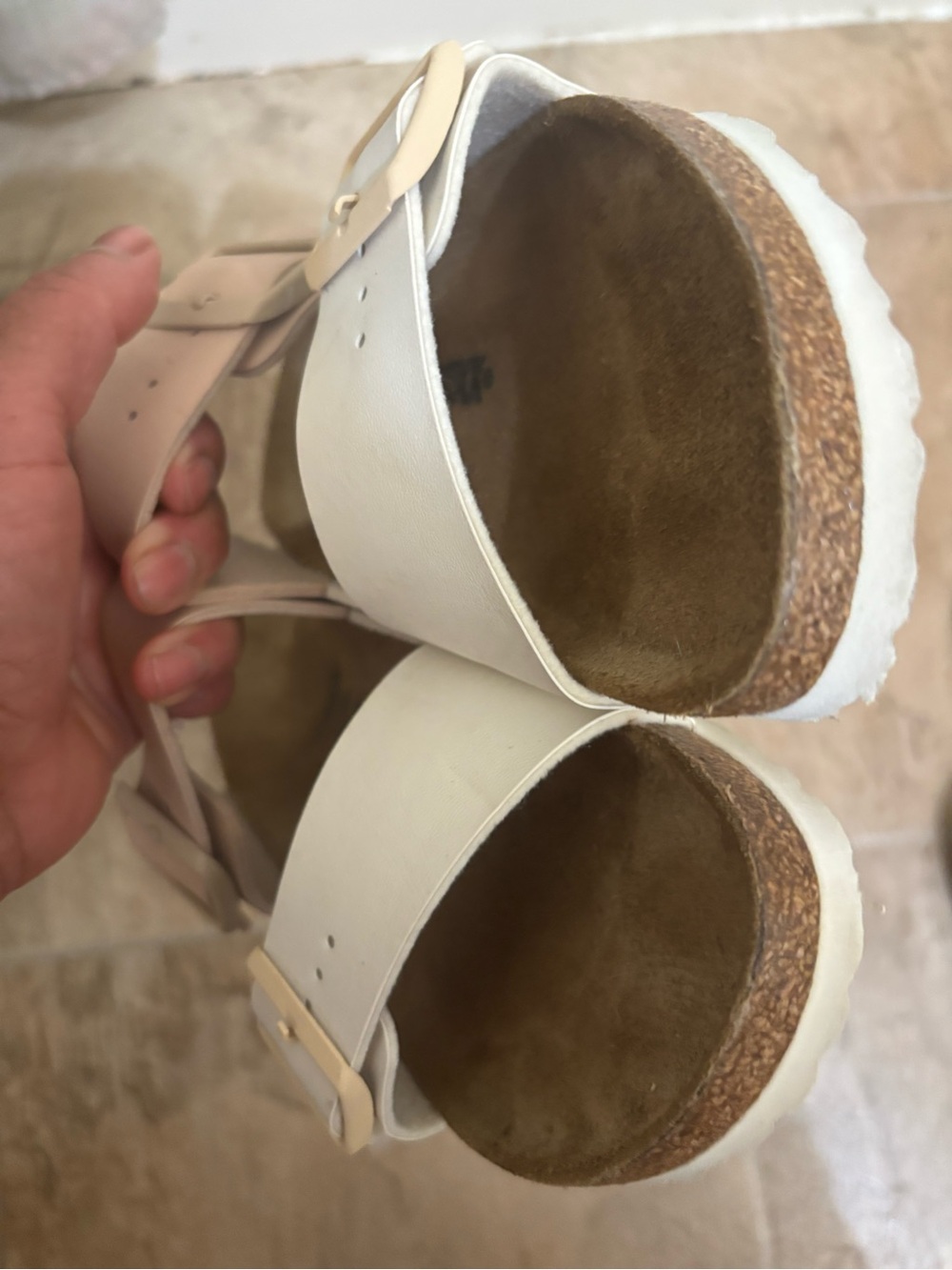 Birkenstock Two-Strap Sandals in White & Blush - Picture 6 of 8